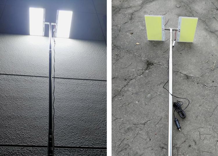 This Giant Telescoping Outdoor Lamp Attaches To Car Battery