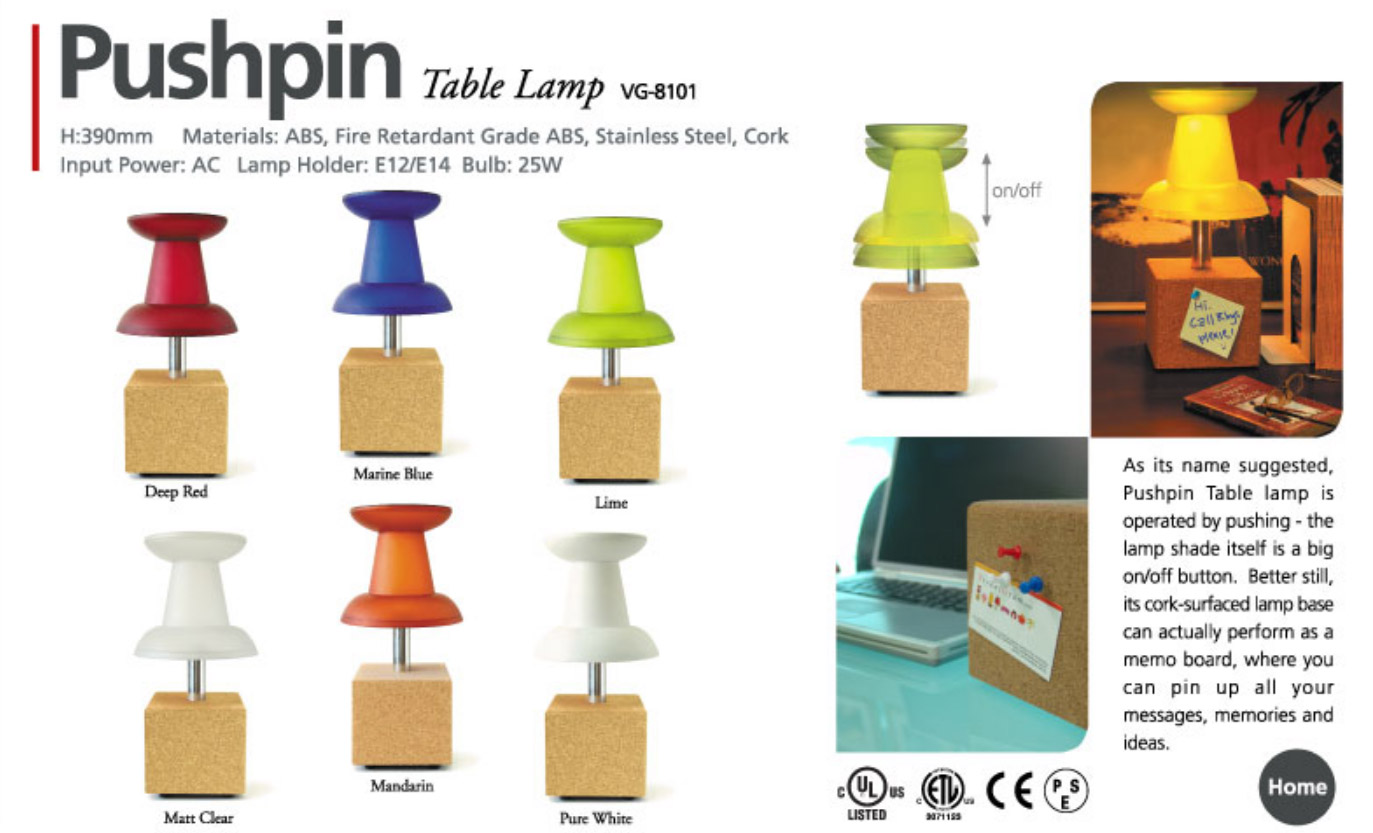 Giant Thumbtack Lamp - Pushpin tack lamp
