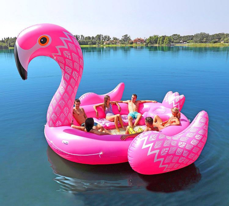 Giant Flamingo Lake Float Seats Up to 6 Adults - Party Bird Island Giant Inflatable Flamingo Water Float