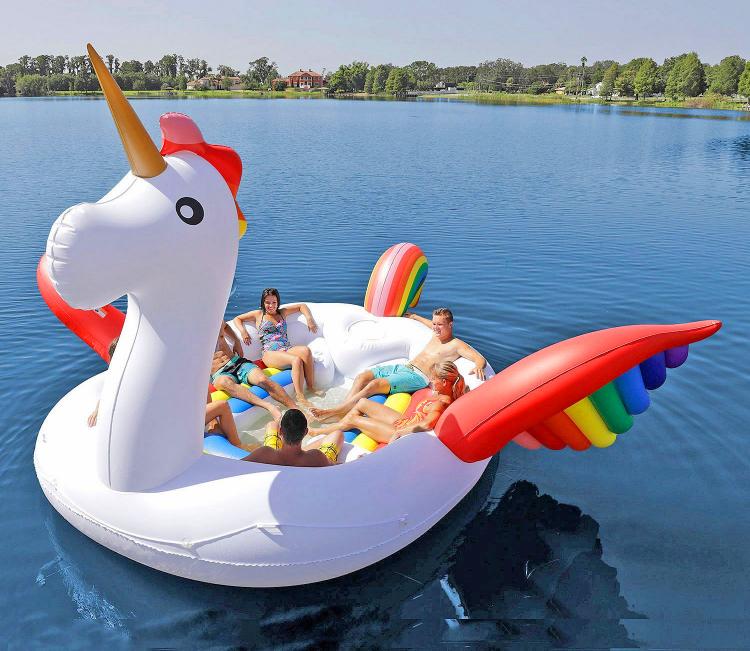 Giant Unicorn Lake Float Seats Up to 6 Adults - Party Bird Island Giant Inflatable Unicorn Water Float