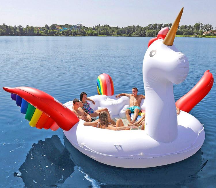 Giant Unicorn Lake Float Seats Up to 6 Adults - Party Bird Island Giant Inflatable Unicorn Water Float