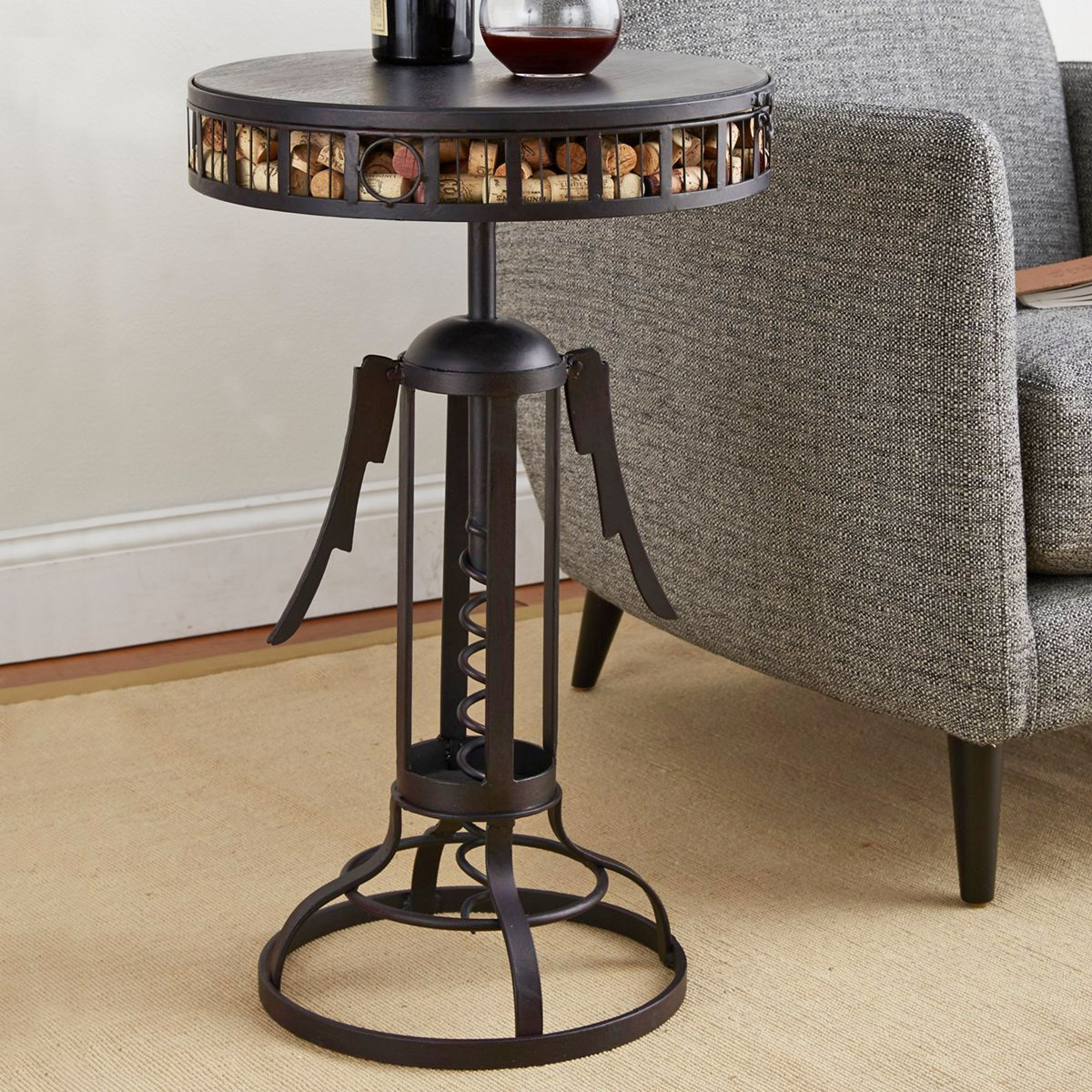 Giant Wine Opener Corkscrew Side Table That Stores Your Used Corks