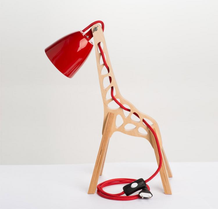 Giffy Is a Wooden Giraffe Shaped Lamp