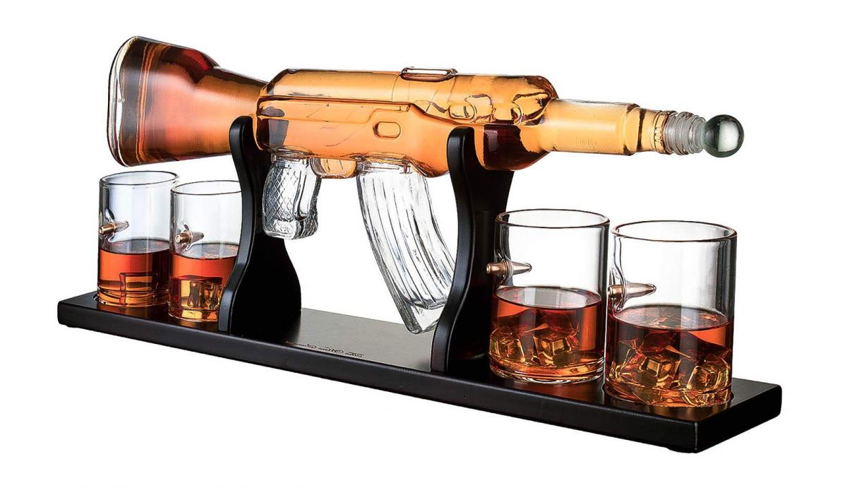 Glass AR-15 Rifle Decanter - Classy M16 Gun Whiskey Decanter For Home Bar