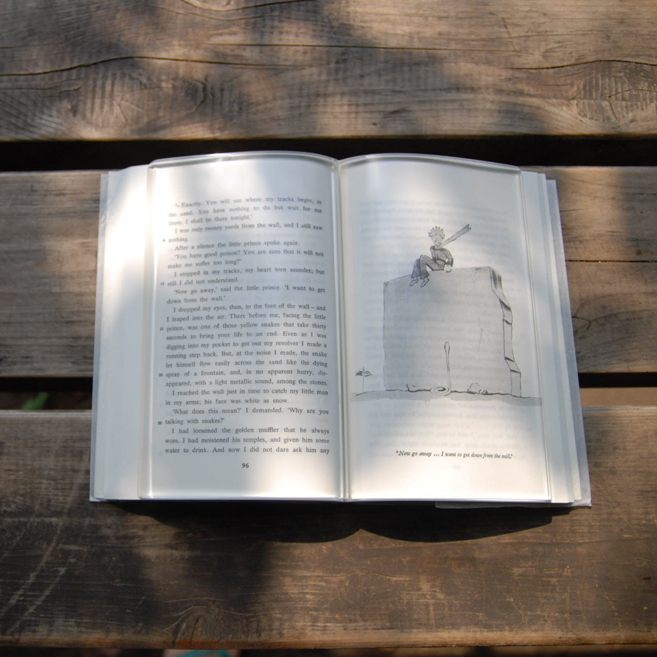 Book on Book Glass Page Holder - Transparent acrylic book shaped glass holds pages of books open