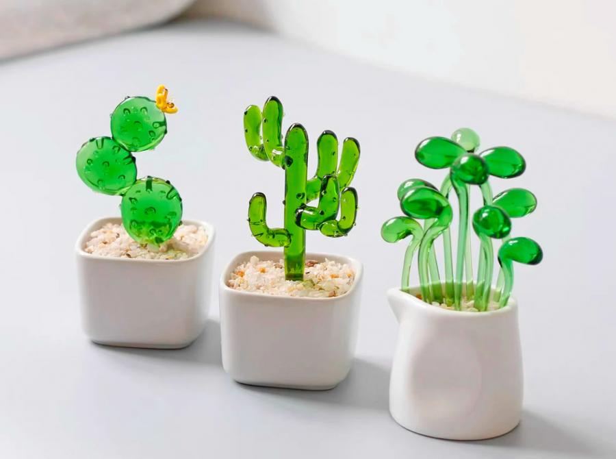 Glass Potted Plants - Tiny glass succulents