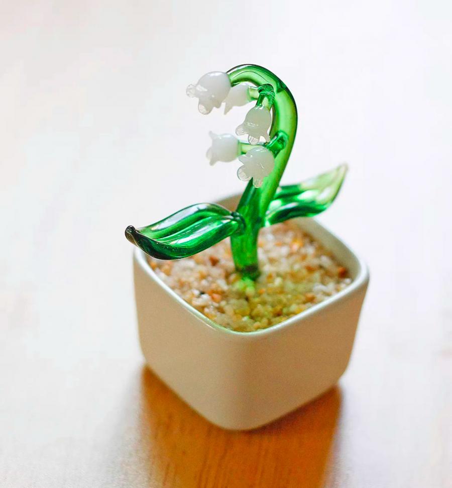 Glass Potted Plants - Tiny glass succulents