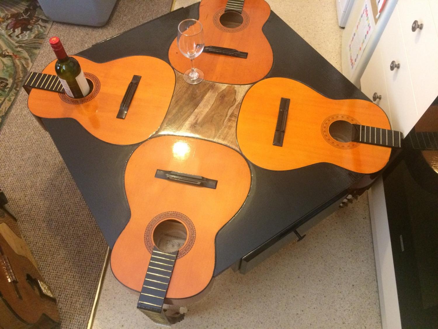 Guitar Coffee Table Made With 4 Real Guitars