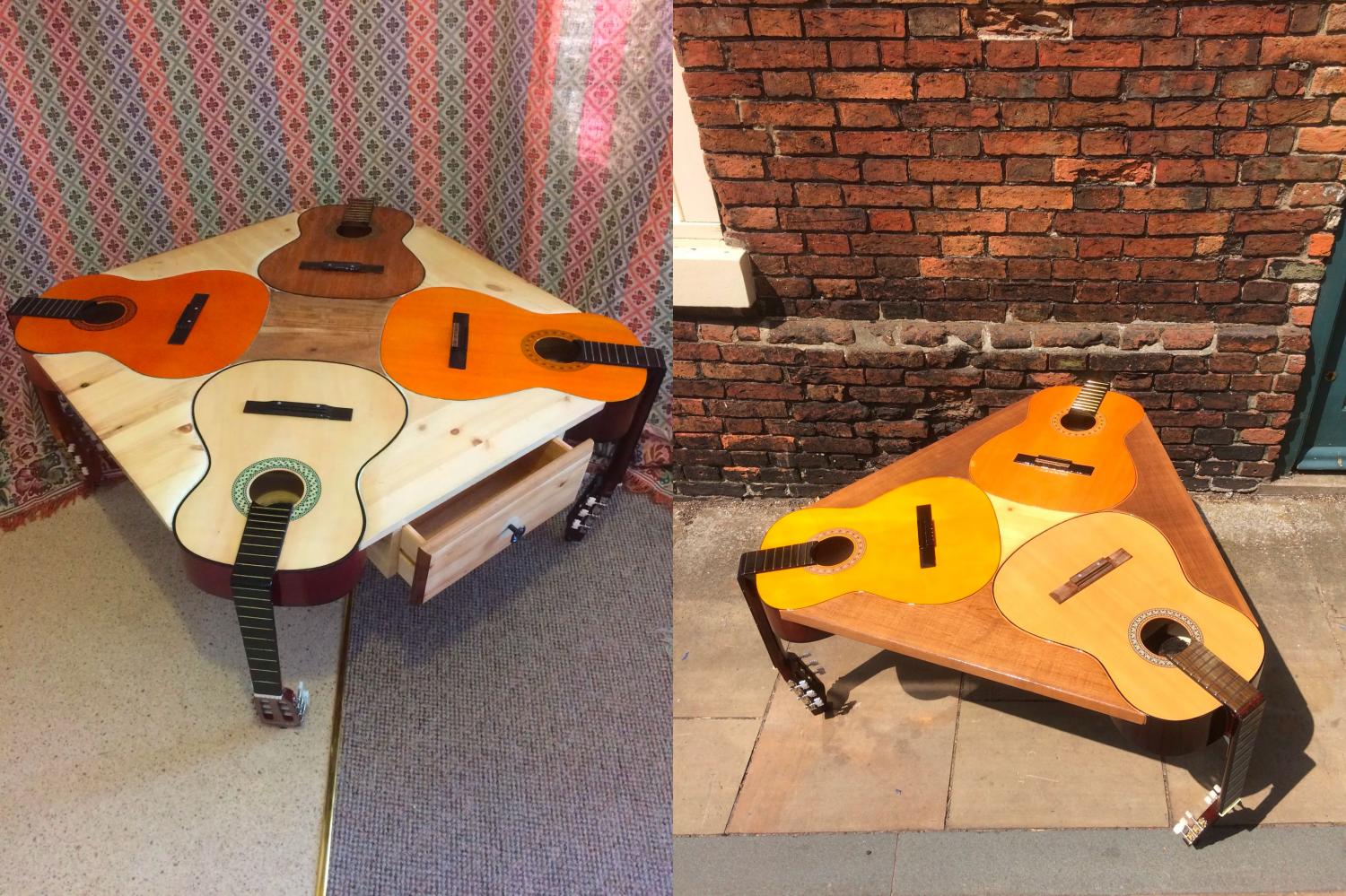 Guitar Coffee Table Made With 4 Real Guitars