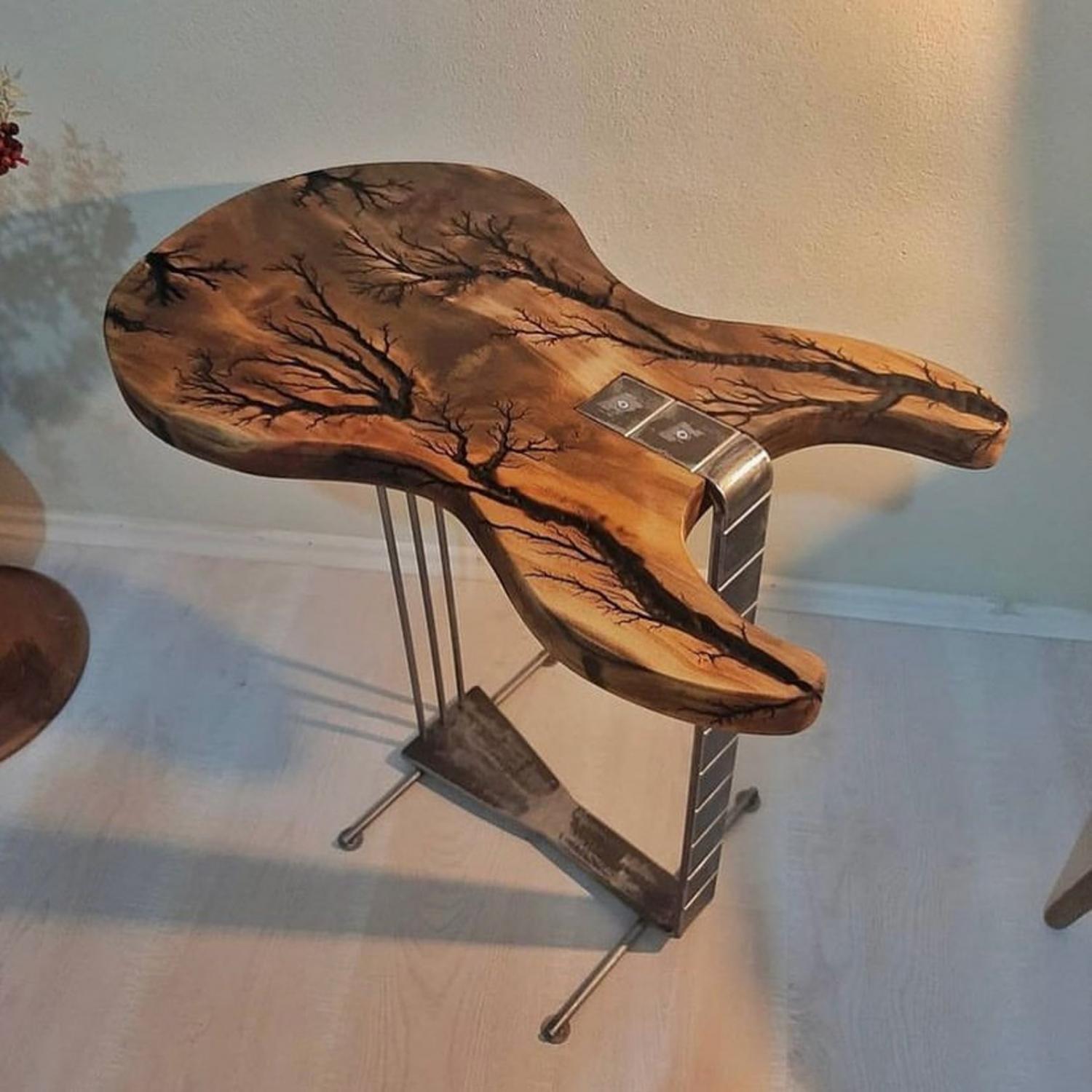 Wooden Guitar shaped side table