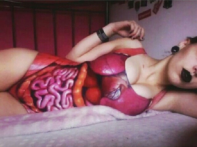 Guts organs and intestines one-piece swimsuit - Funny prank swimsuit