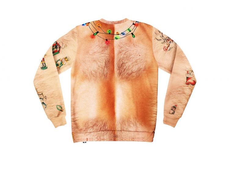 Hairy Chest and Tattoos Ugly Christmas Sweater