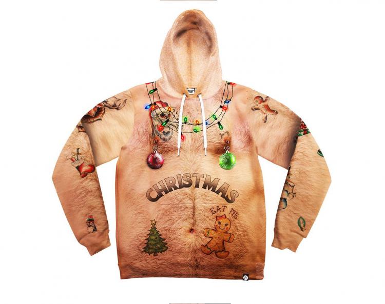Hairy Chest and Tattoos Ugly Christmas Sweater