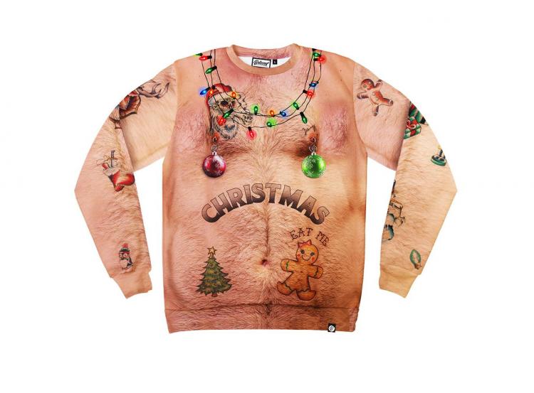 Hairy chest xmas outlet sweater