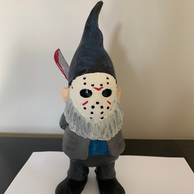 Halloween Garden Gnome - Bloody knife Jason Mask Garden Gnome