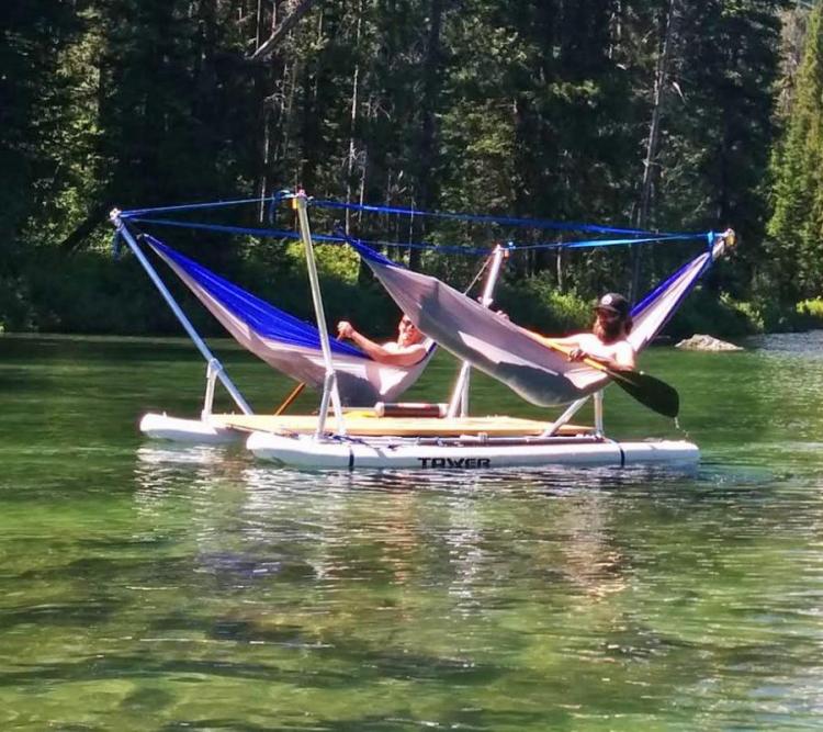 This Hammock Boat Lets You Relax In Up To 4 Hammocks While Floating On a Lake or River