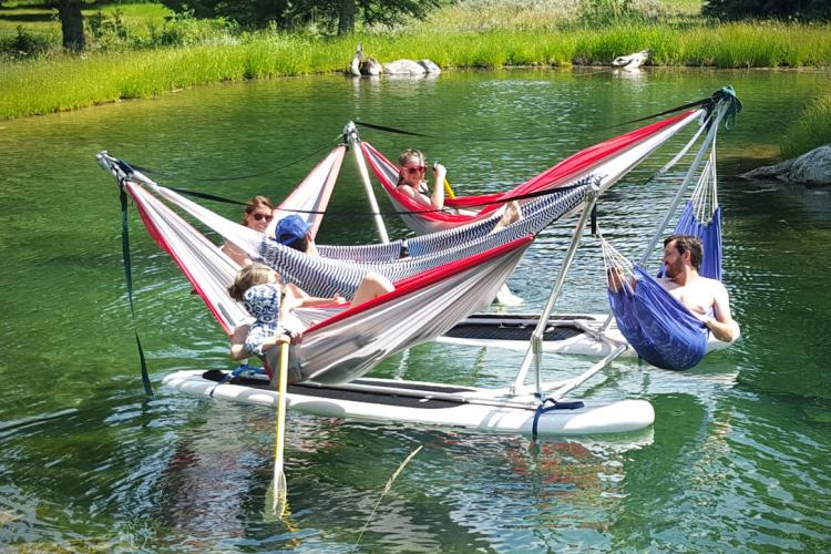 This Hammock Boat Lets You Relax In Up To 4 Hammocks While Floating On