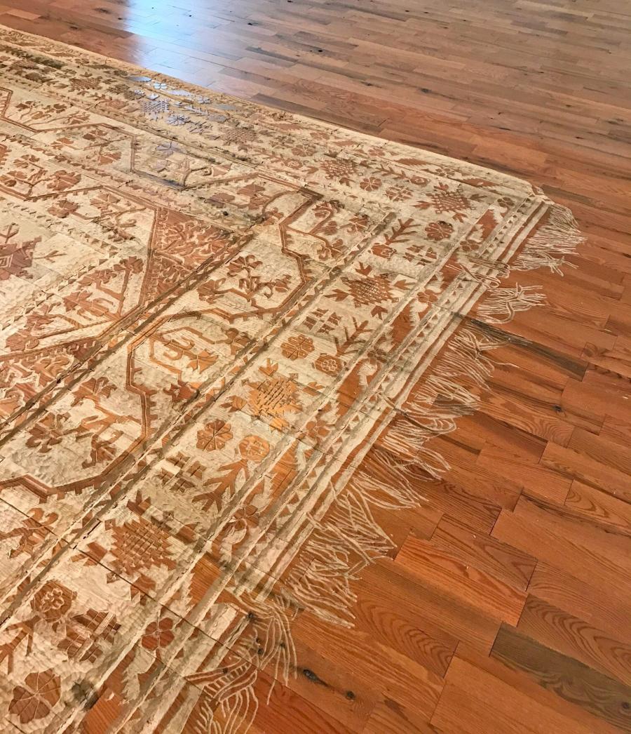 Hand Carved Rug Into Floor - Wooden floor rug art project