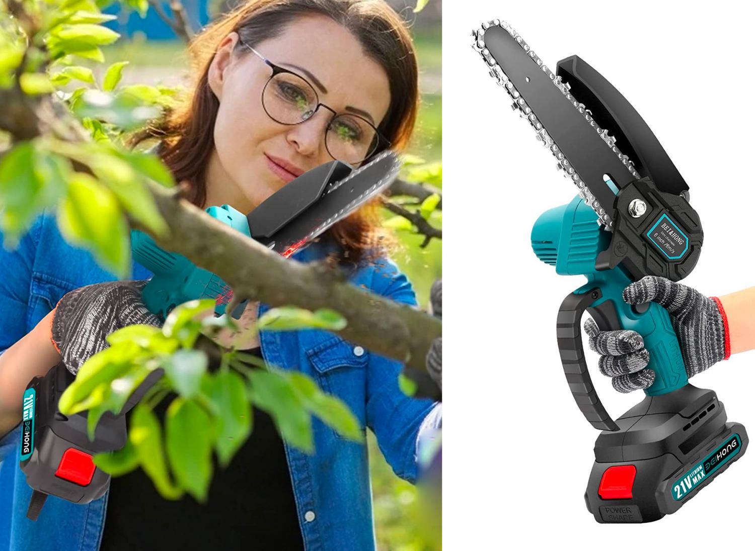 Handheld mini chainsaw online cordless