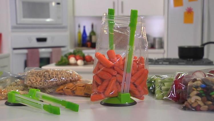 Jokari Hands-Free Baggy Rack Clip Food Storage Bag Holder - Hands-free ziploc bag holder