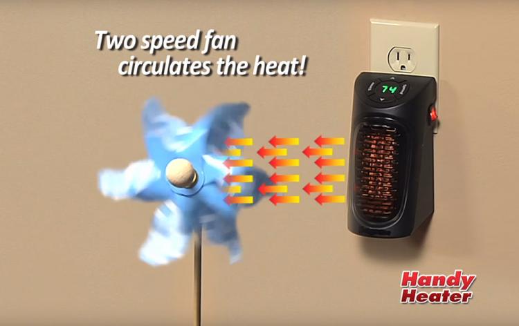 Handy Heater - Mini portable heater attaches to any outlet - Mini outlet space heater