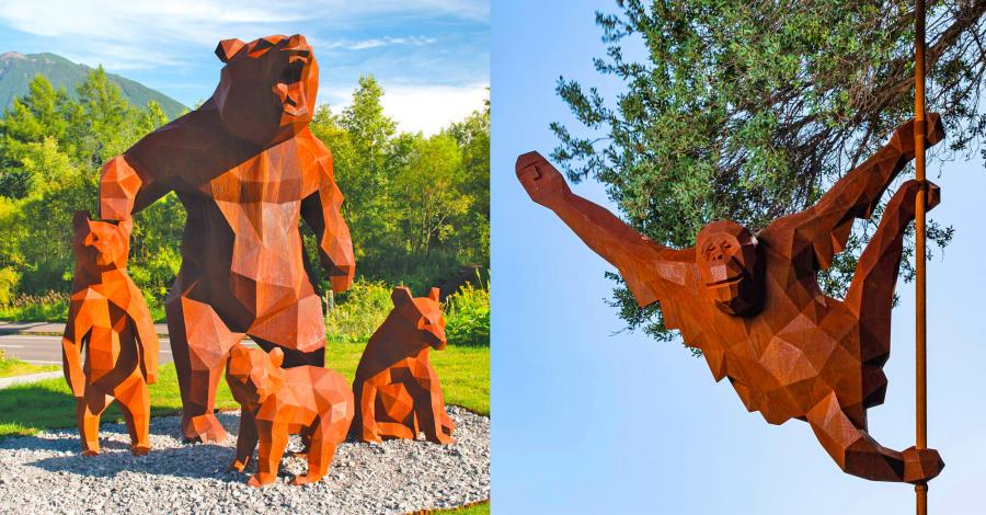 Metal Bears and Gorilla Sculptures By Matt Hill