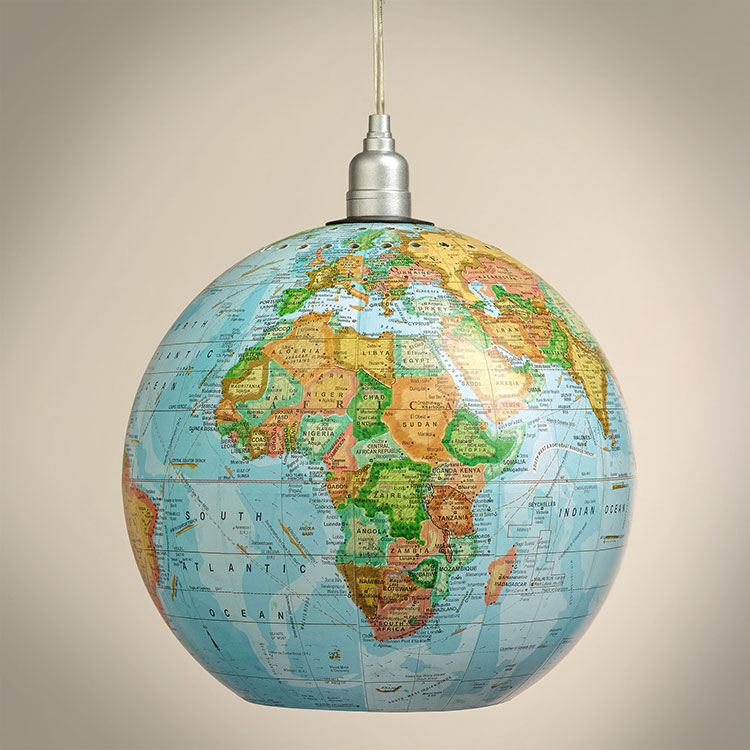 DIY World Globe Lamp - Hanging World Globe Pendant Light