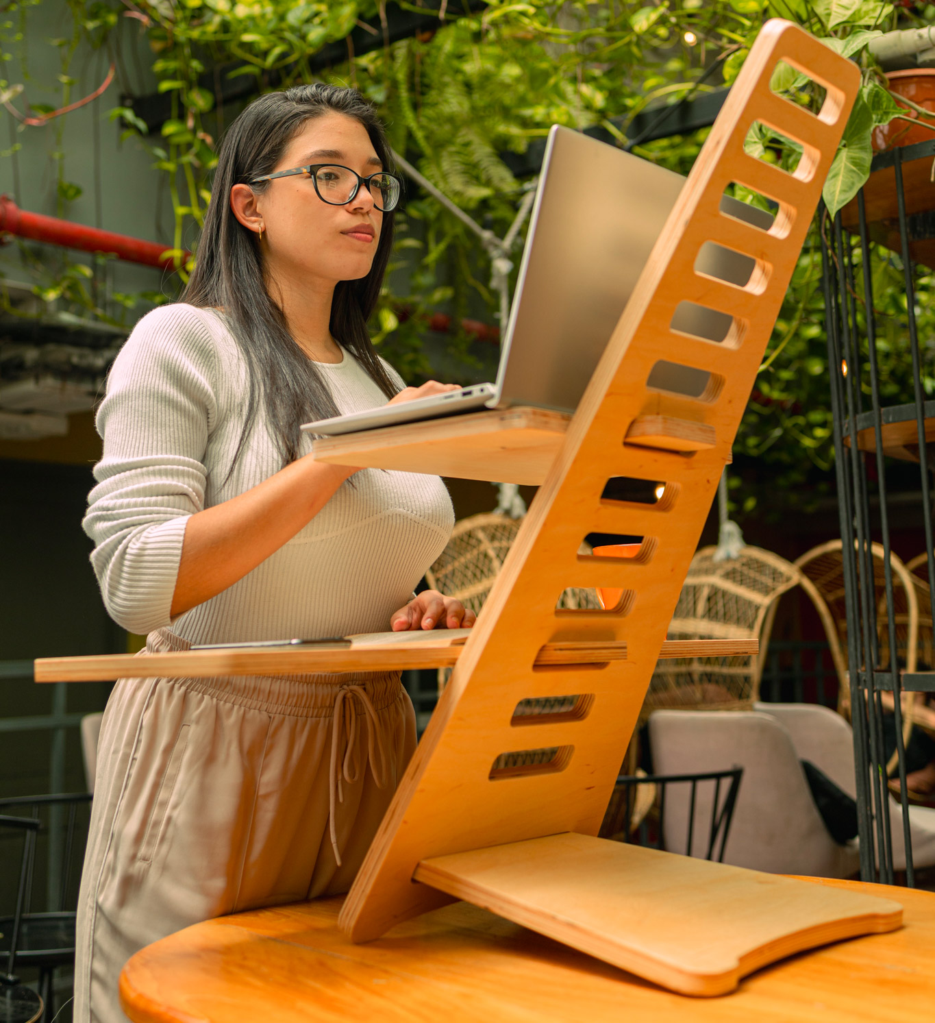 This Wooden Laptop Stand Converts Your Existing Desk Into an Any-Height 