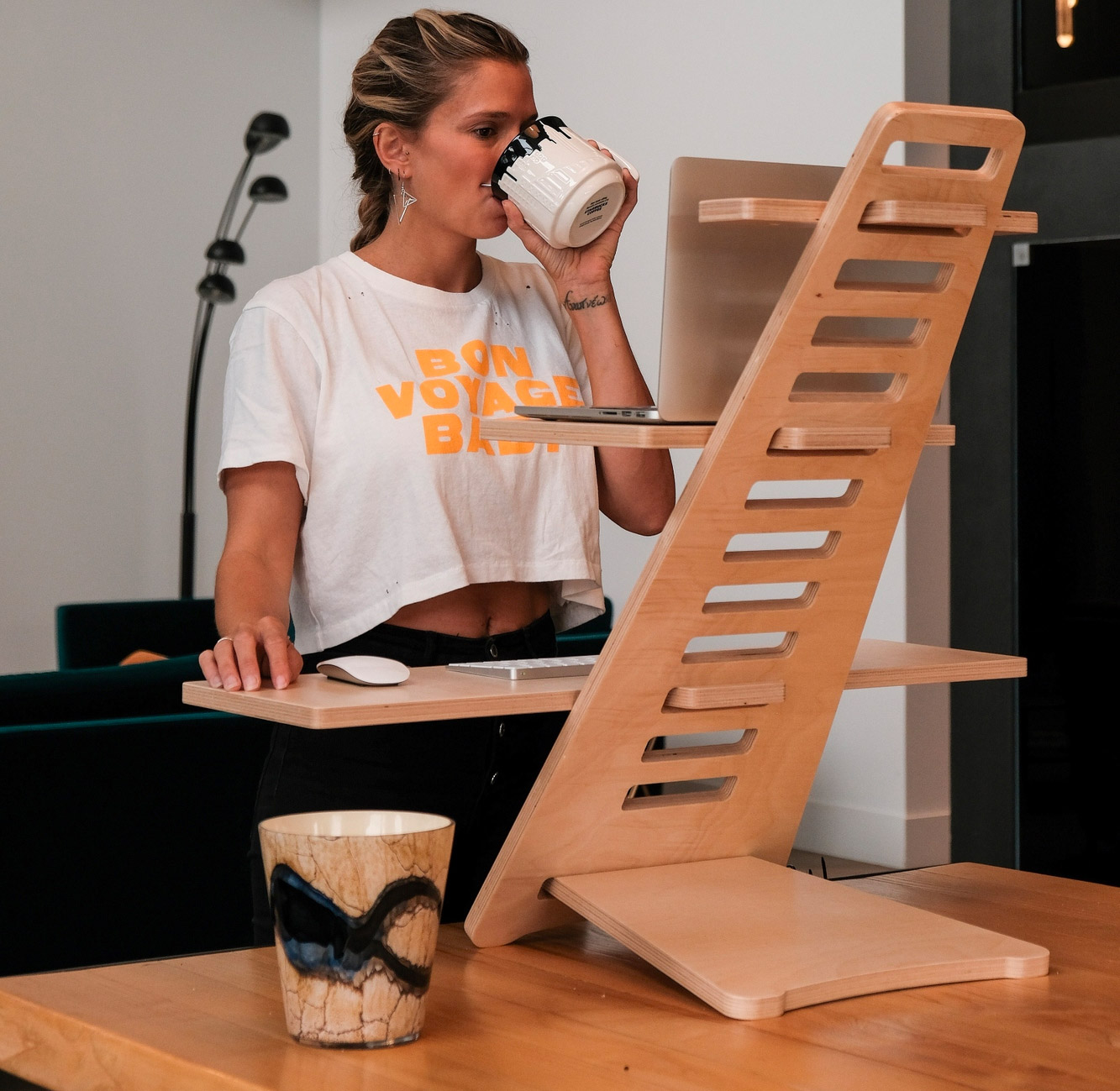 Harmoni Desk wooden standing desk attachment