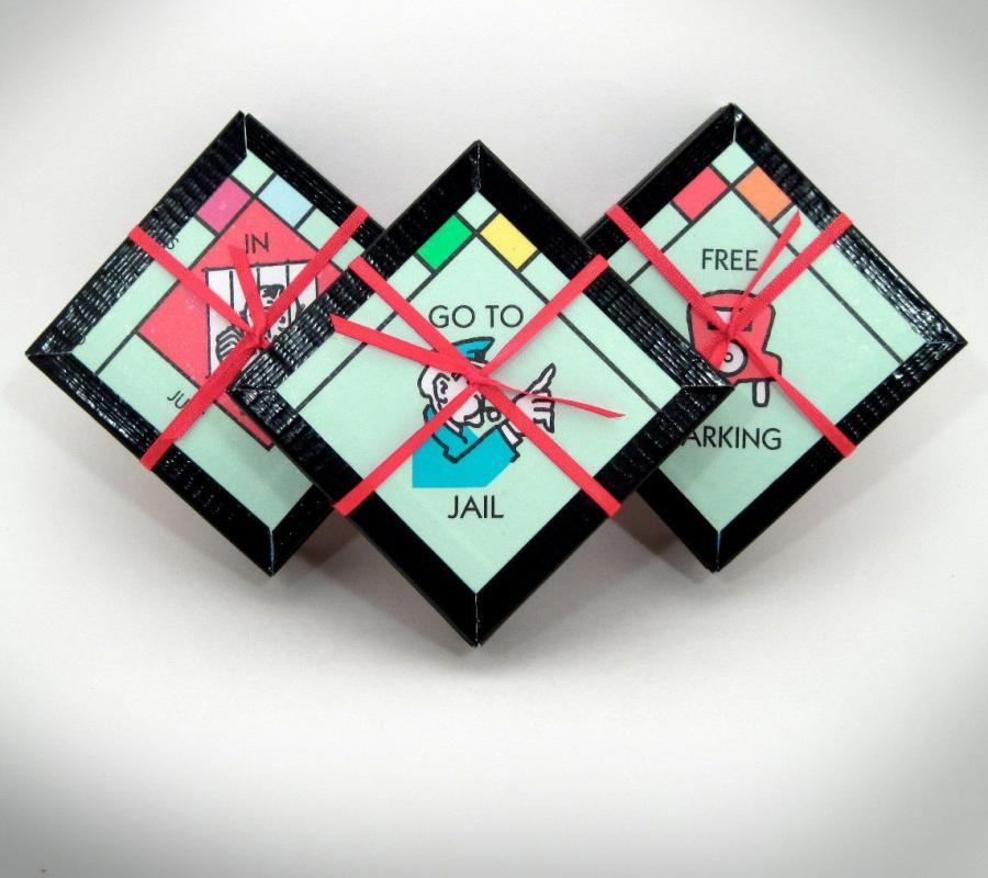 Monopoly board coasters