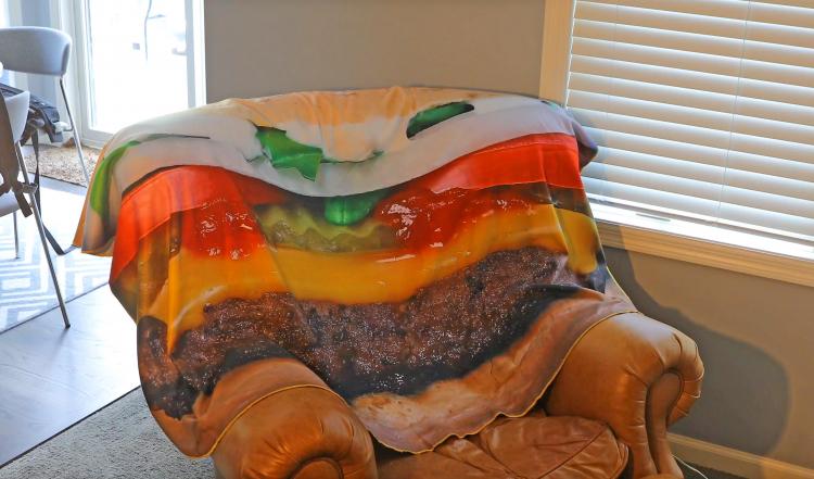 HD Print Food Blankets - Giant Pizza, Cheeseburger, and Donut Blankets