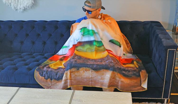 HD Print Food Blankets - Giant Pizza, Cheeseburger, and Donut Blankets