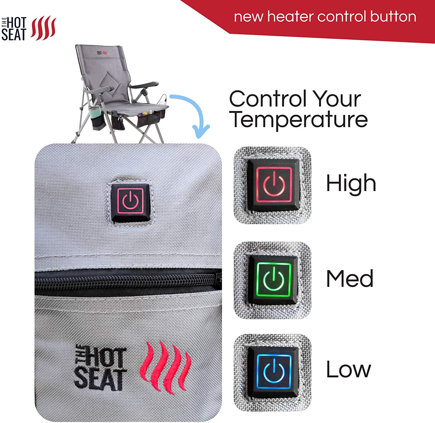 Heated Camping Chair - Electric folding camping chair with heated seat