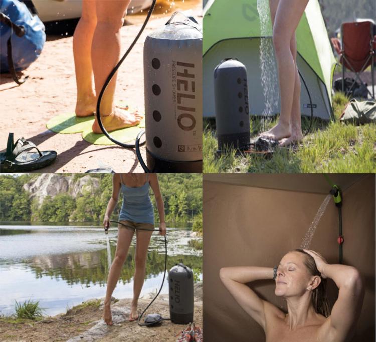 Helio Portable Shower- Foot Pedal Pressurized Shower - Pressure camping shower