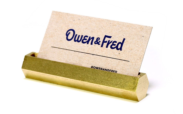 Hex Brass Business Card Holder - Manly Business Card Holder