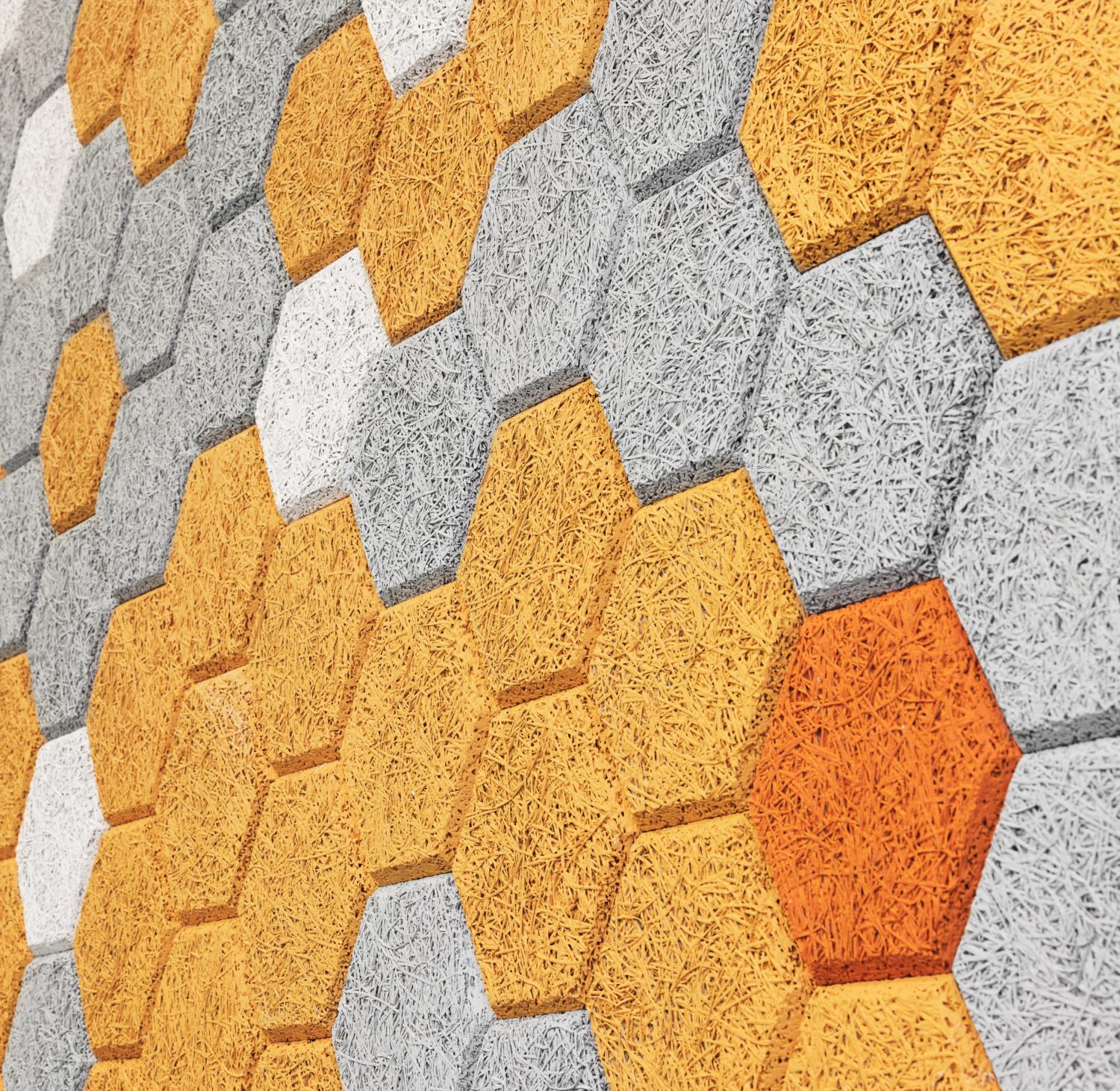 Hexagon Wall Tiles - Sound absorbing wood wool hexagon wall mural tiles