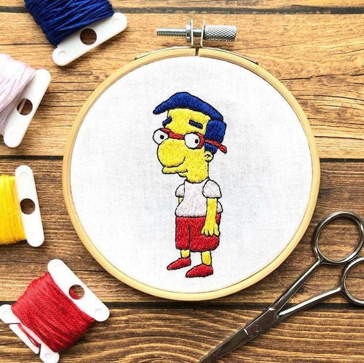 Homer Backing Up Into The Bushes - Home Simpson Bushes Meme Cross Stitch