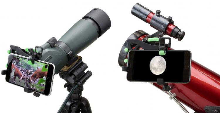 HookUpz Universal Digiscope Smart Phone Mount - Connect phone to binoculars, telescope, microscope
