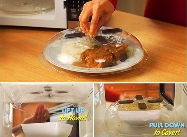 Microwave Hovering Anti Splattering Magnetic Food Lid Cover Guard -  Microwave Splatter Lid with Steam Vents & Microwave Safe Magnets - Sticks  To The Top Of Your Microwave 