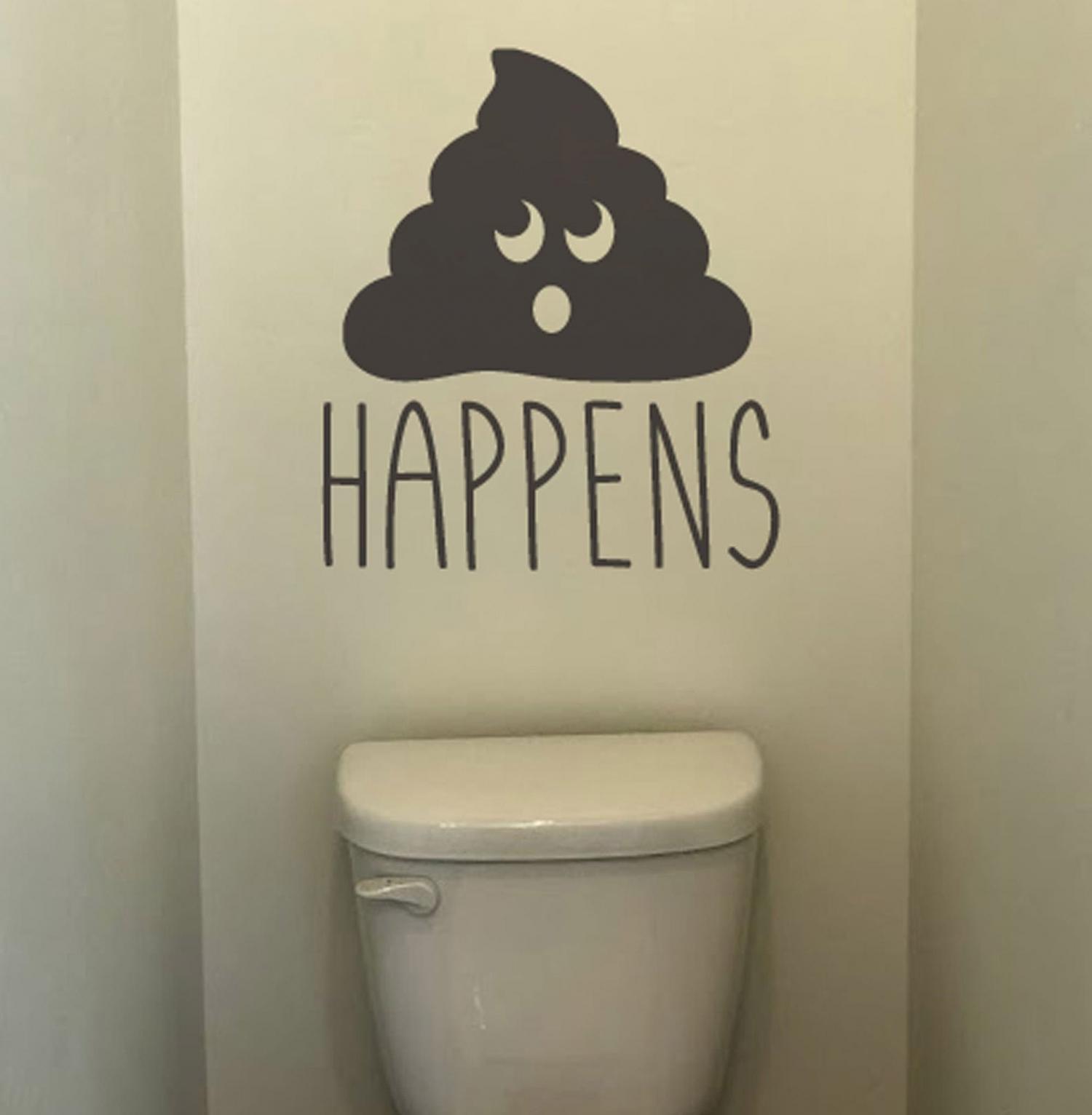 Sh*t Happens - Poop emoji bathroom wall decal - Poop Happens Decal