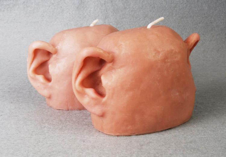 Human Head With Only Ears Candle