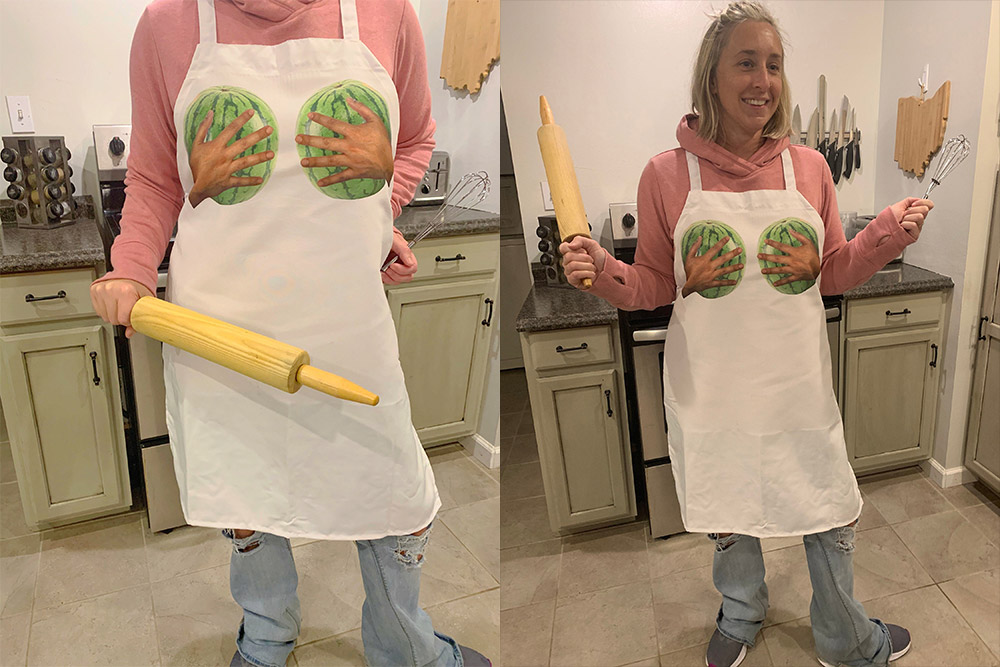 Holding Melons Funny Apron For mom - Hilarious Cooking Apron For Women