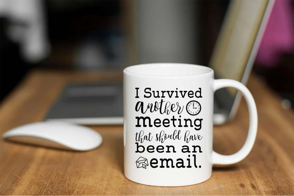 CS419 I Survived Another Meeting That Should Have Been an Email Novelty Funny Coffee Tea Drink Gift Glossy MDF Wooden Coaster 