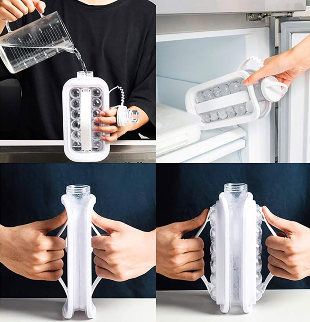 Ice Kettle Ice Maker Ice Tray Doubles as a Portable Water Bottle