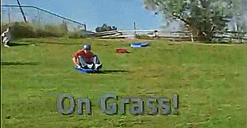Ice Sled - Ice Meister Slicer - All-Season Sled rides on blocks of ice on grass