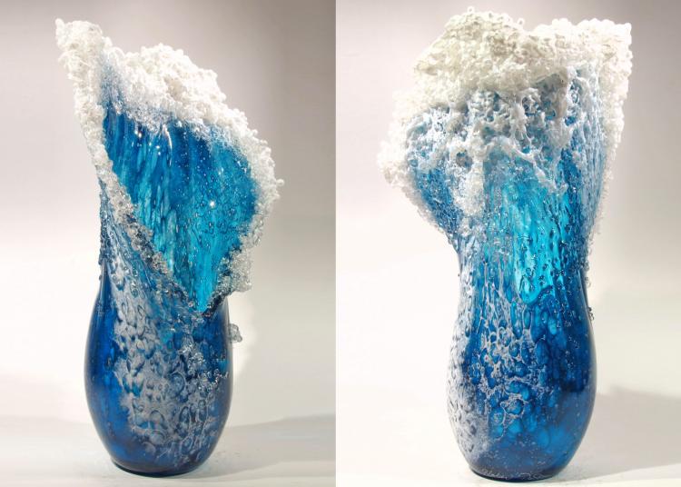 海浪花瓶 - 冷冻海水玻璃花瓶艺术设计