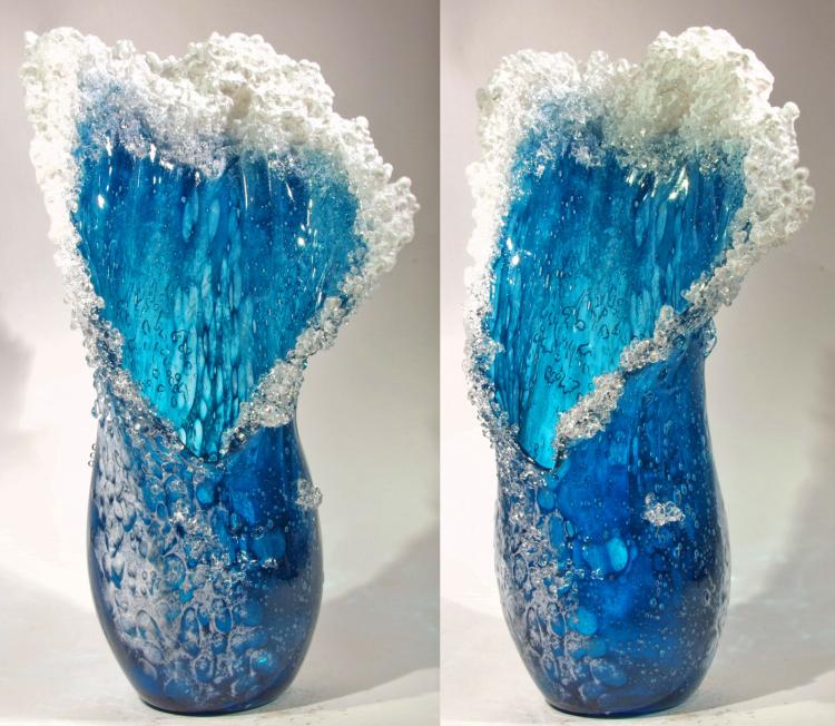 Ocean Wave Vases - Frozen ocean water glass vase art design