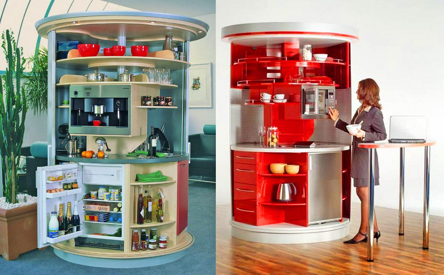 Incredible Rotating Circle Kitchen Is A Perfect Space Saver For Tiny Homes 5469 