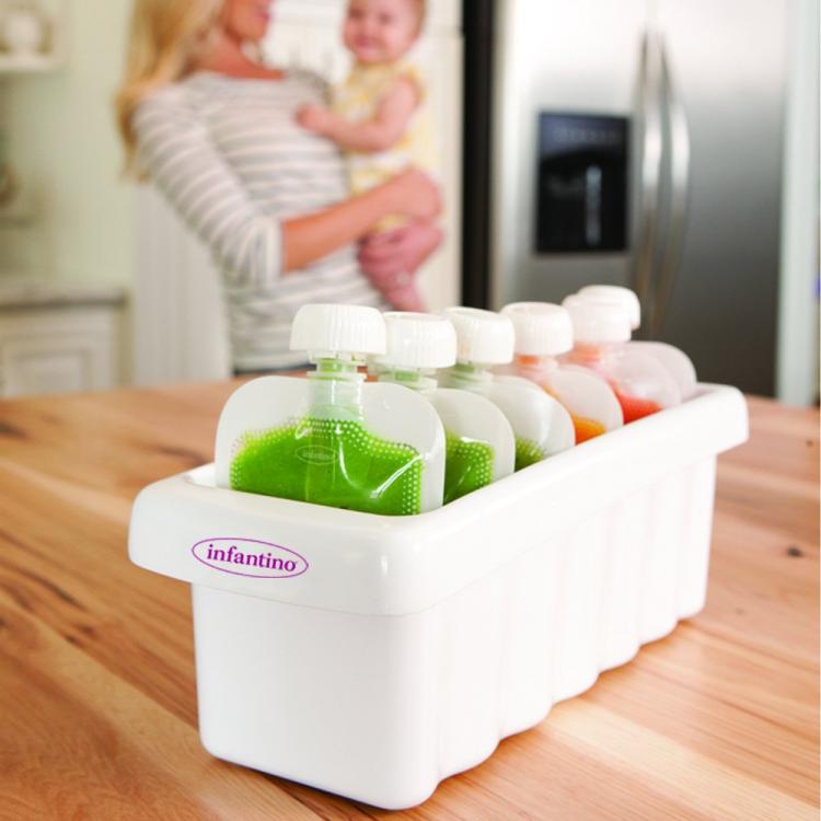 Infantino Disposable Baby Food Pouches - 4oz BPA-Free Freezer Safe, 50-Pack