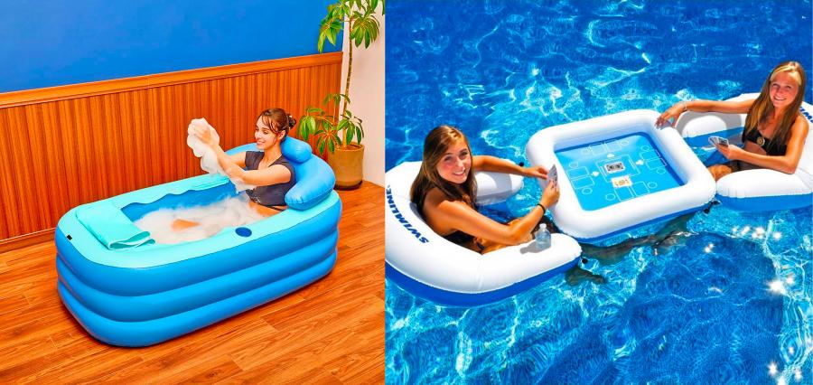 Inflatable bathtub - Inflatable floating card table and chairs